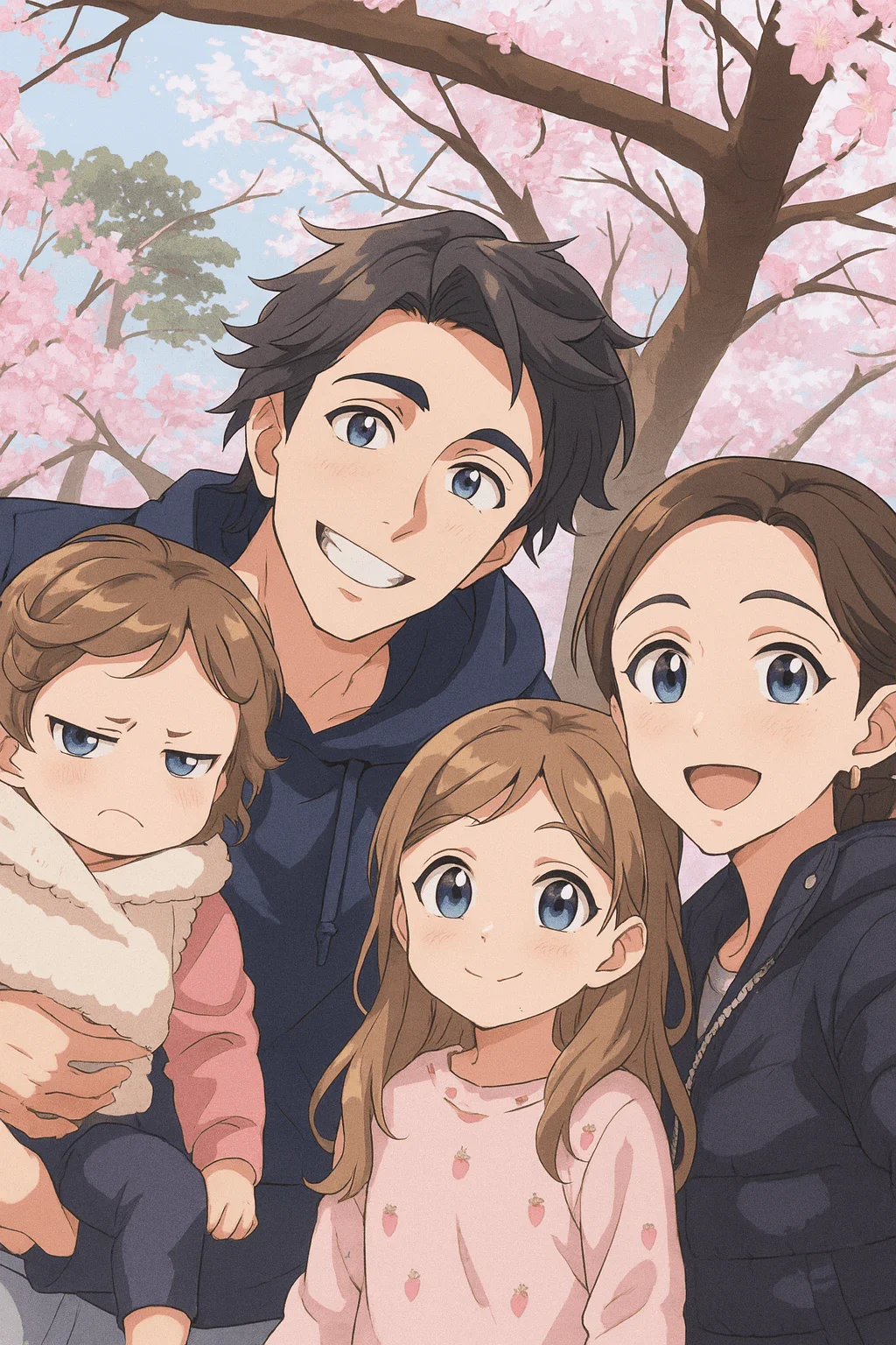 ZeroTwo AI | AI agent platform | Anime style image of family