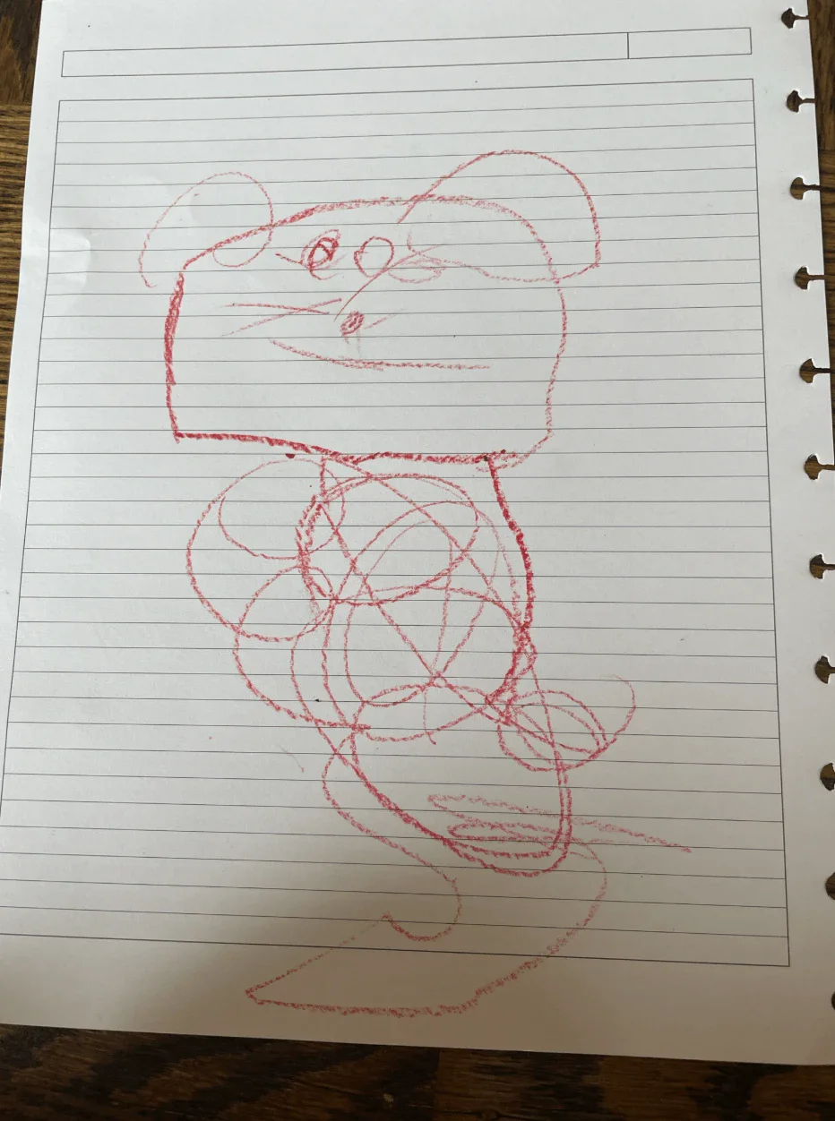 ZeroTwo AI | AI agent platform | child's drawing of a mouse in red crayon