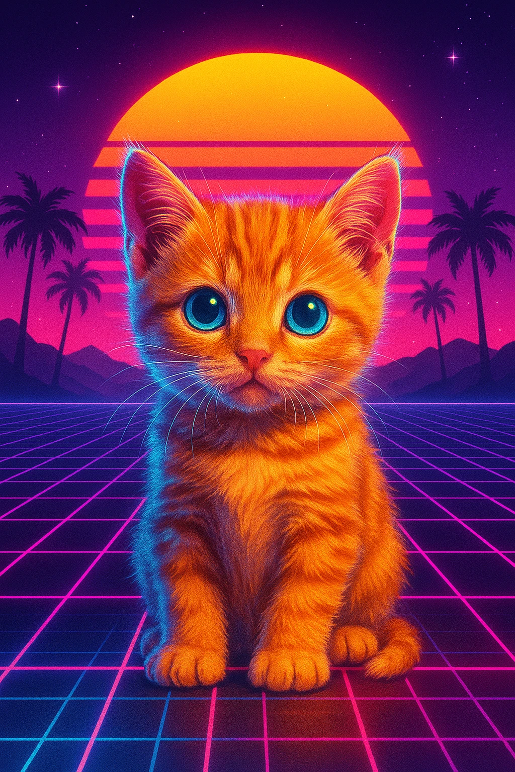 Synthwave 80s aesthetic image generated with Gemini